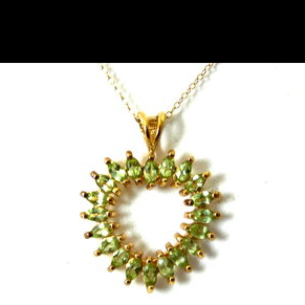 RARE Technibond Peridot Open Heart Pendant w/Chain 18"